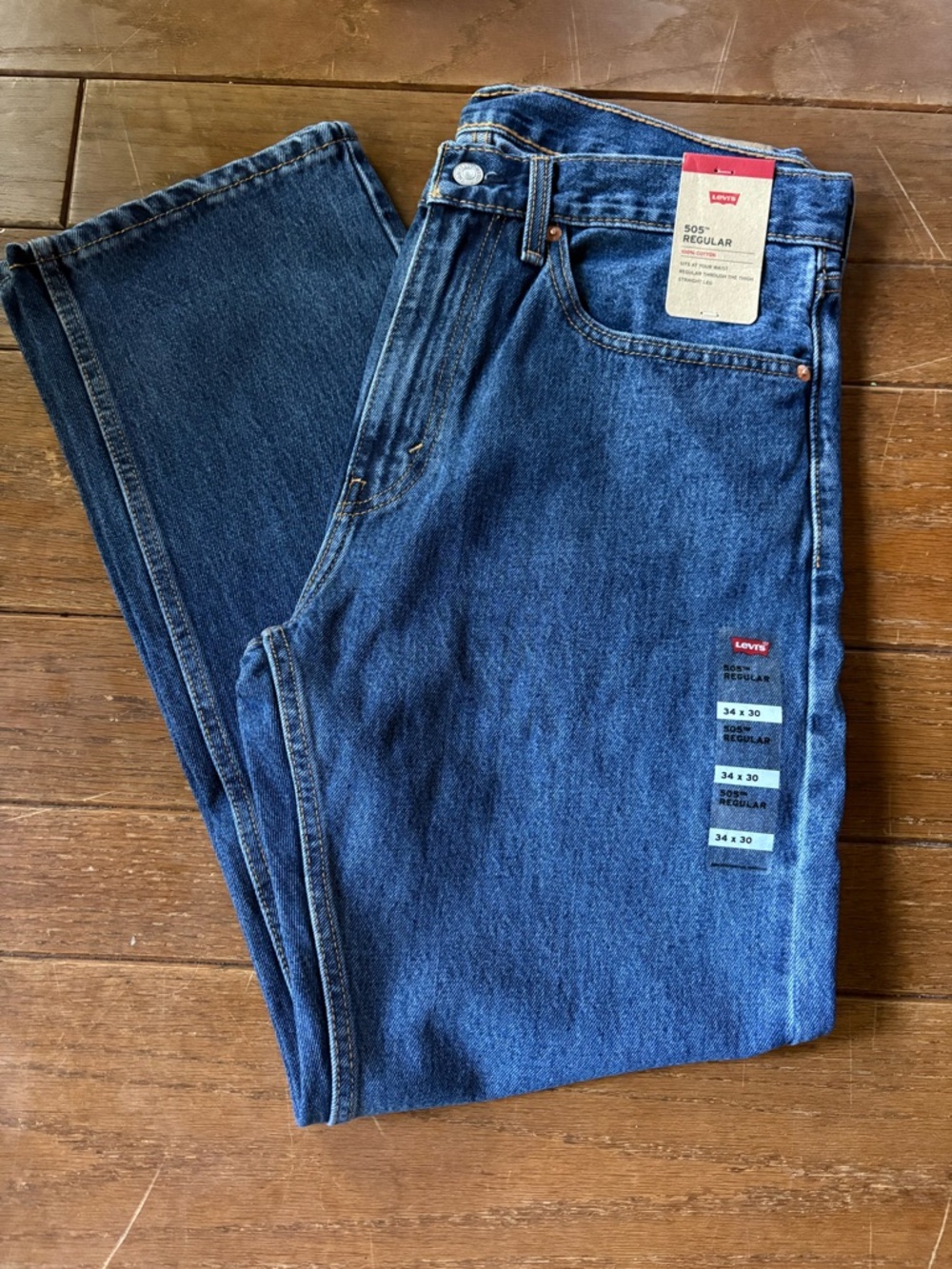 Levi's Men's Dark Blue 505 Relaxed Straight Jeans